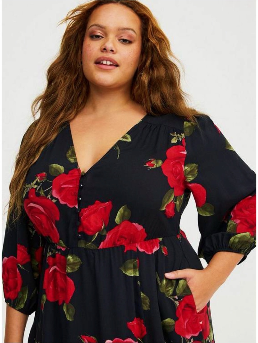 TORRID Black and Red Floral Print Maxi Dress - Picture 4 of 8